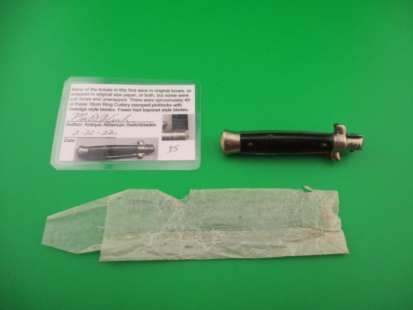 RING CUTLERY B SVOBODA ITALY 16cm Italian Picklock NOS vintage 1950s switchblade