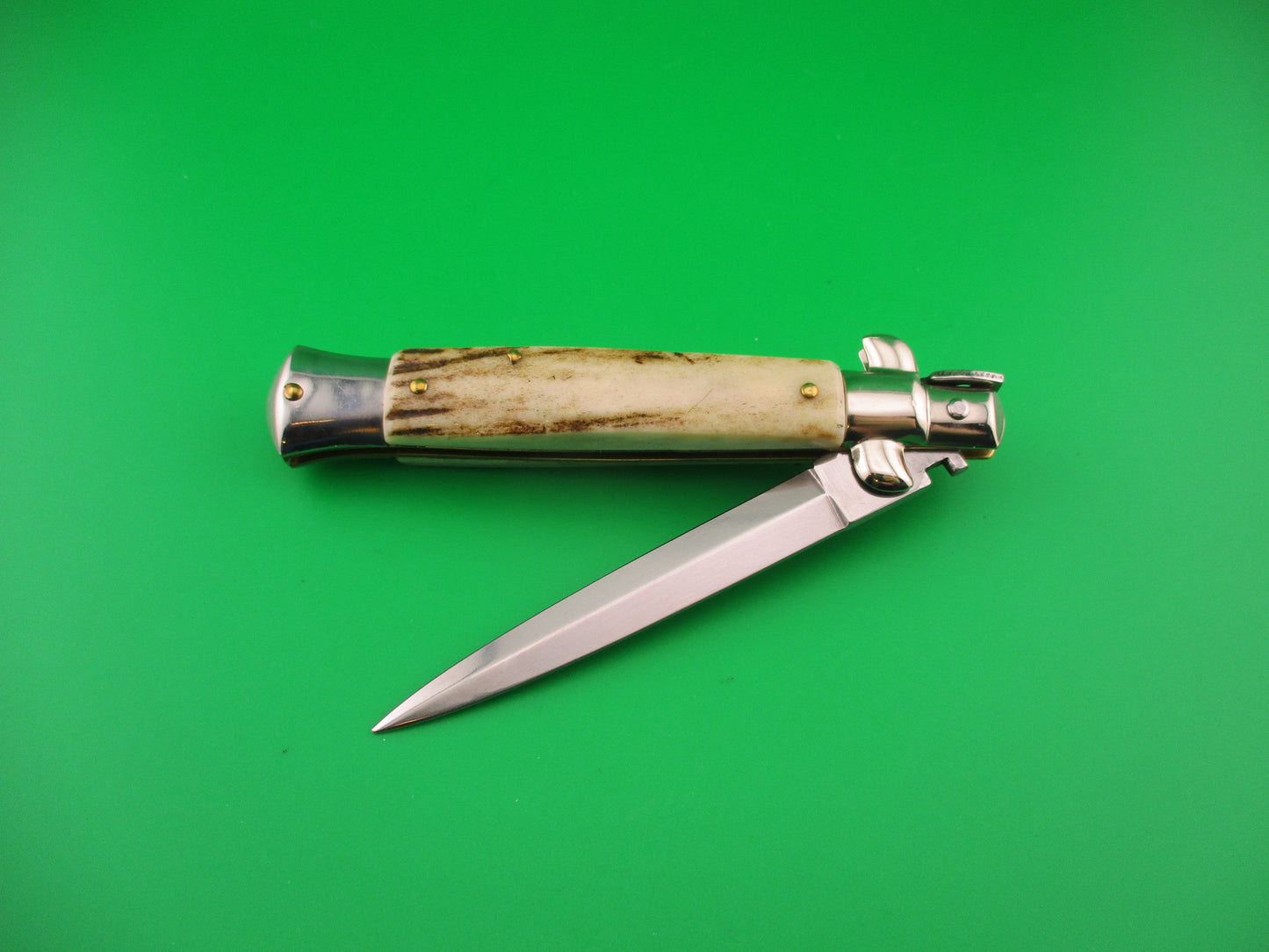 AB Stiletto 23cm Italian Swivel bolster Dagger Stag automatic knife