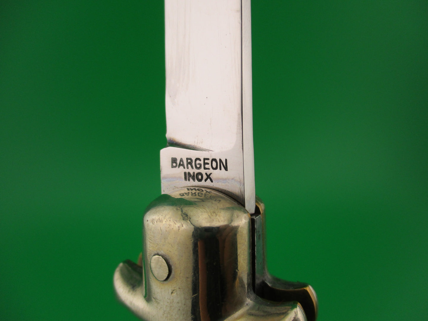 BARGEON INOX 21cm French Jigged bone Crossguard vintage automatic knife