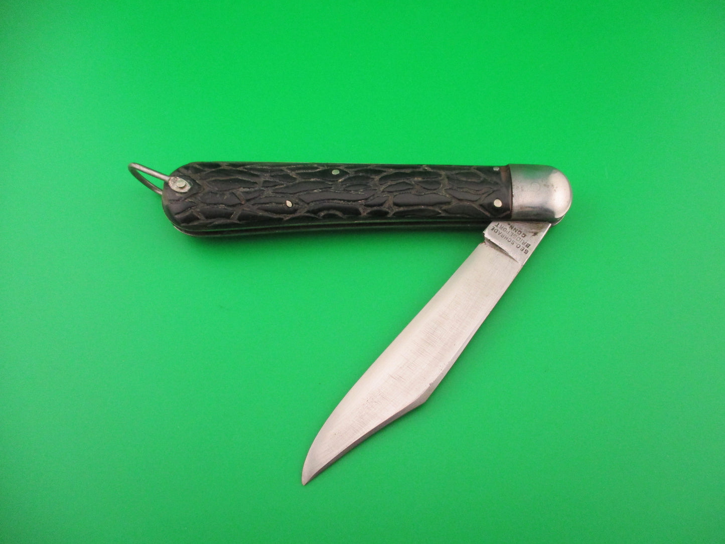PRESTO Hunter Black Wormgroove scales Vintage Schrade automatic knife w lanyard