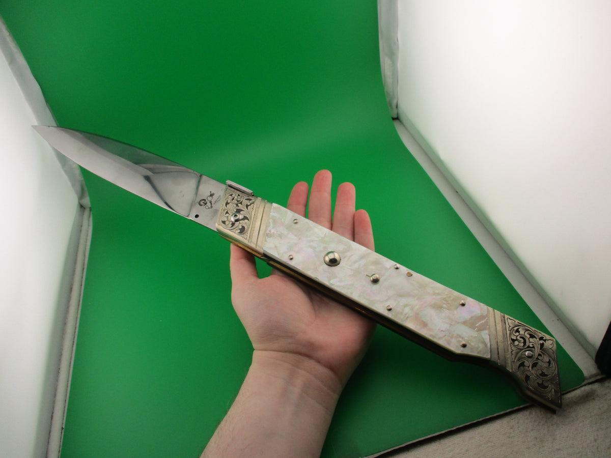Renzo Pascotto 52cm Italian Picklock Pearl Giant Slant Bolster automatic knife 2 of 5