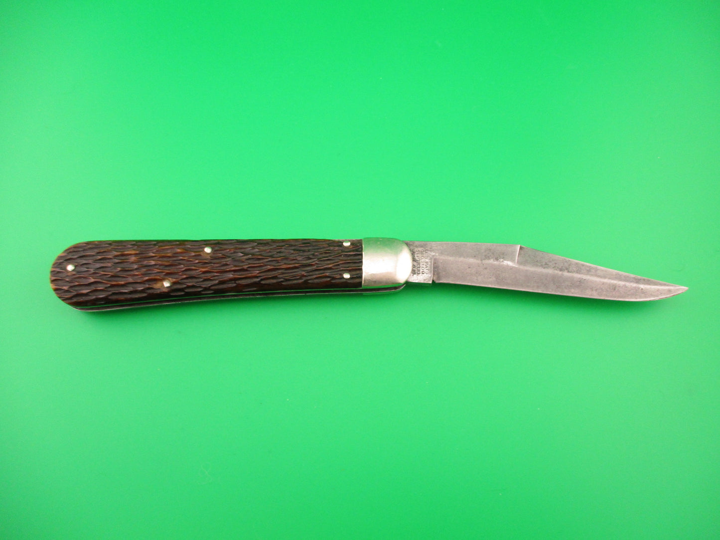 SCHRADE CUT CO 1613 3/4 Hunting Knife Saber Grind bone vintage switchblade