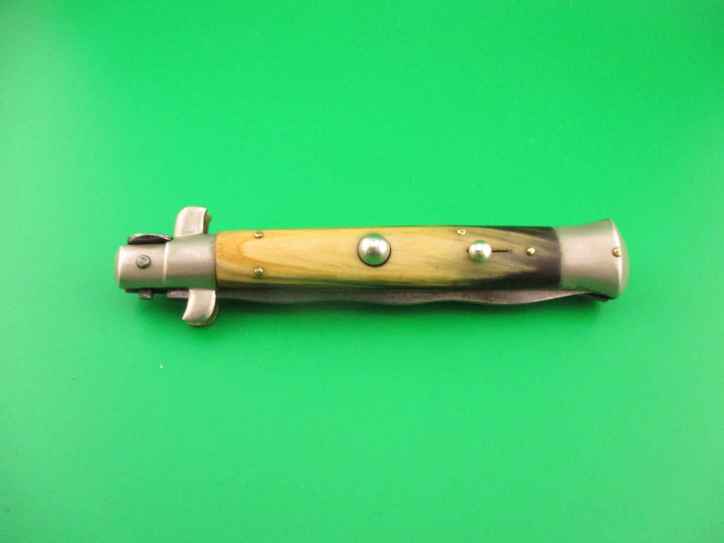 Latama ITALY 23cm Italian Picklock KRIS Yellow horn 1950s vintage automatic knife