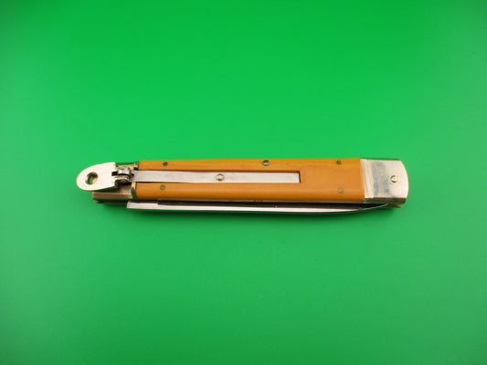 Hubertus Solingen 14cm Large Slimline Lever Yellow Micarta automatic knife