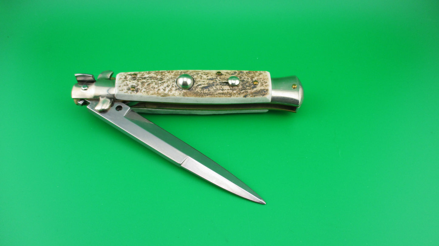 z RENZO PASCOTTO 25cm Italian Maniago Picklock Moose stag automatic knife