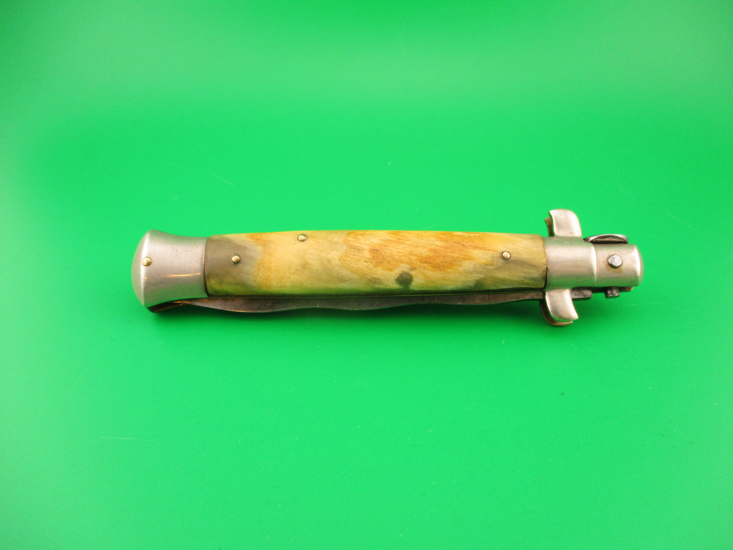Latama ITALY 23cm Italian Picklock KRIS Yellow horn 1950s vintage automatic knife