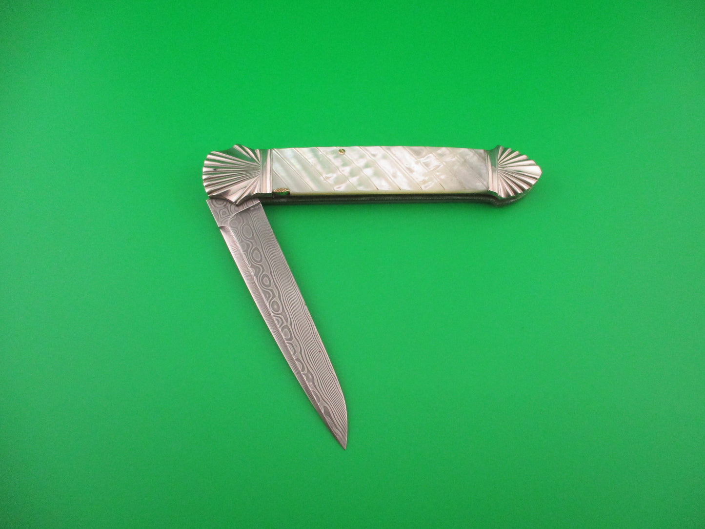 KAS Ken Steigerwalt Custom MOP & Damascus Sea Shell bolster automatic knife
