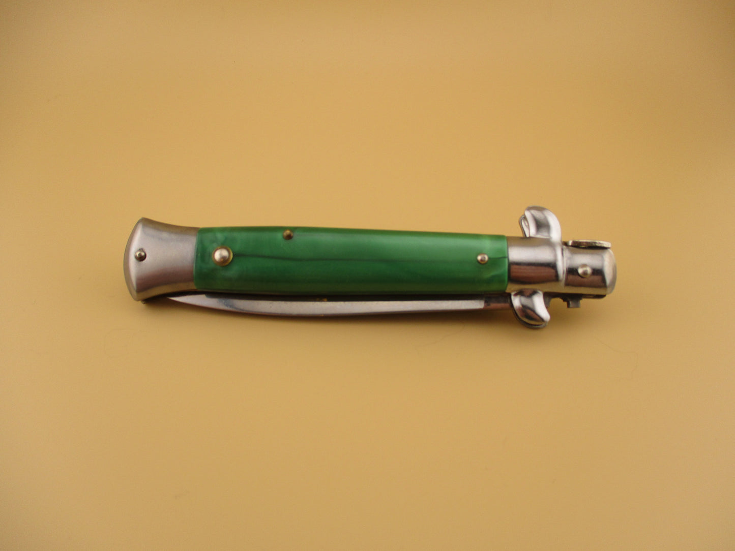 440 STAINLESS MILANO 22cm Italian Stiletto Green pearlex automatic knife