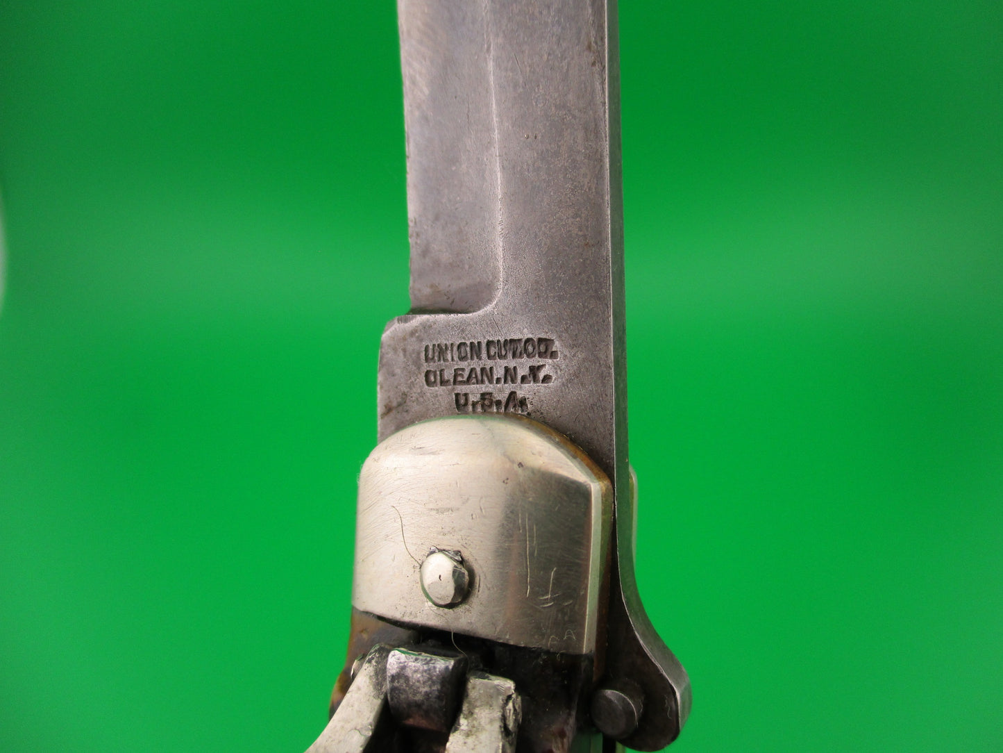 UNION CUT CO OLEAN NY USA Antique Teardrop Lever automatic knife nice