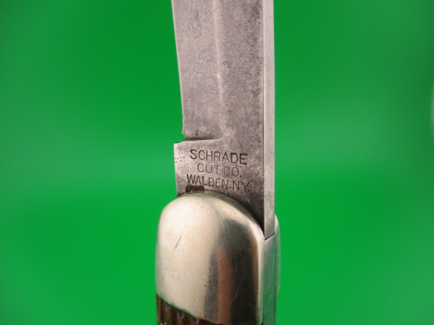 SCHRADE CUT CO 1613 3/4 Hunting Knife Saber Grind bone vintage switchblade