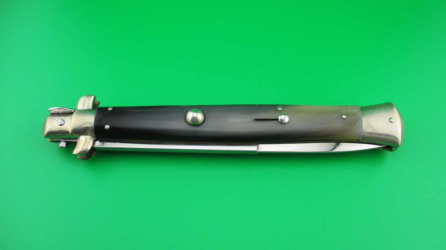 AGA CAMPOLIN 33cm Picklock Stiletto Translucent green & black horn automatic knife