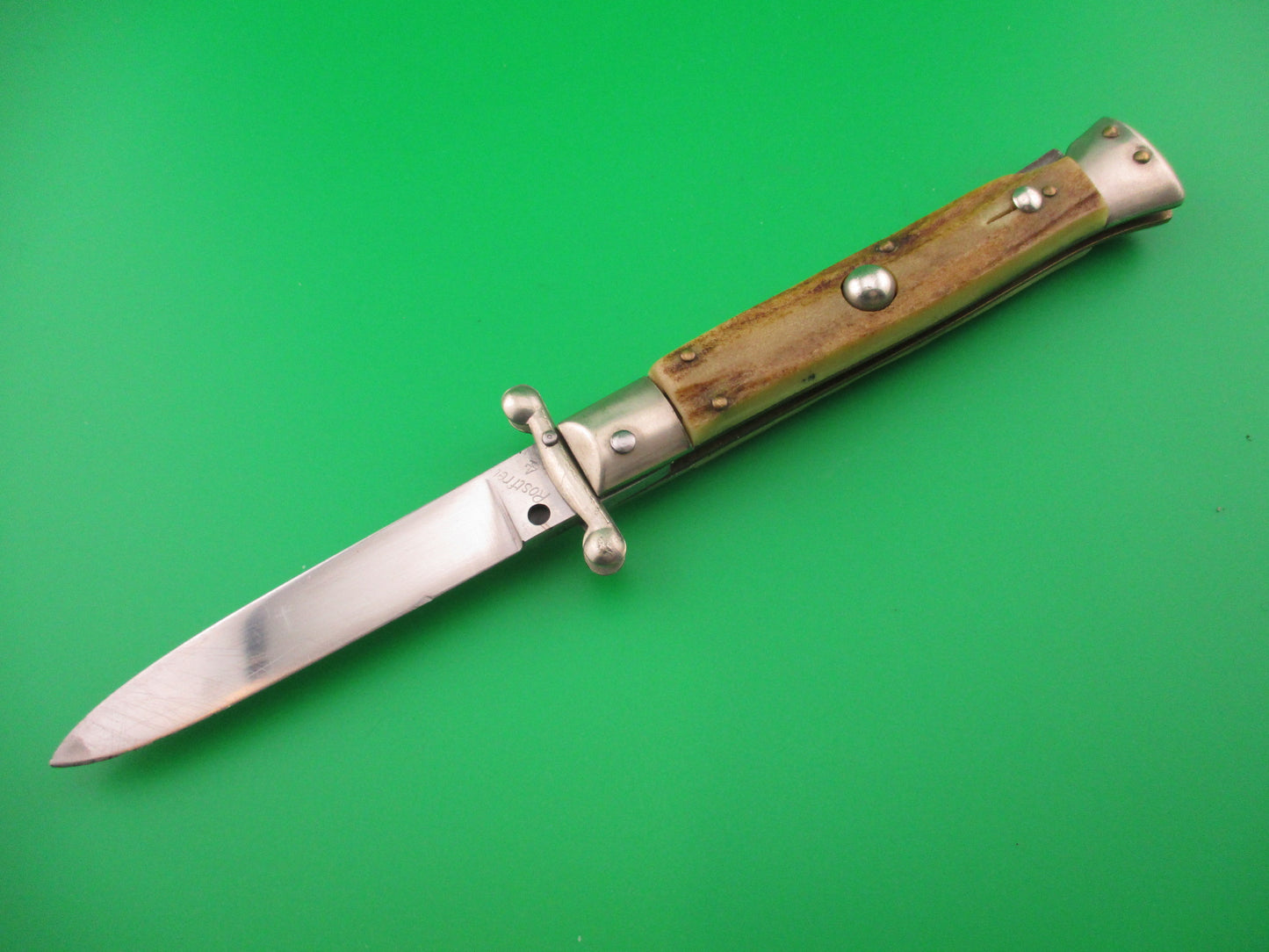 Rostfrei 4 20cm Italian Swing guard Stag Lockback Vintage automatic knife