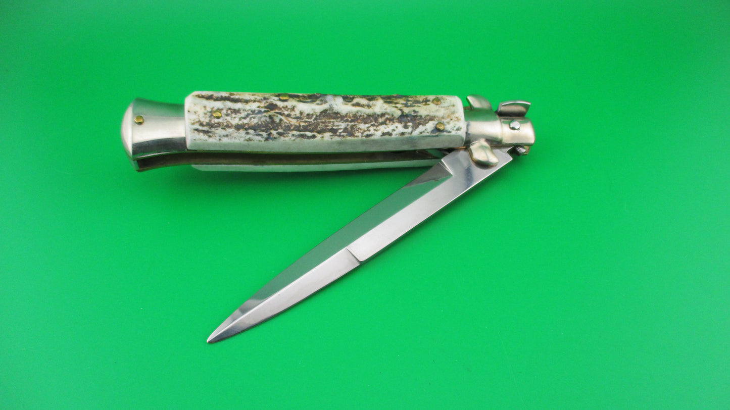 z RENZO PASCOTTO 25cm Italian Maniago Picklock Moose stag automatic knife