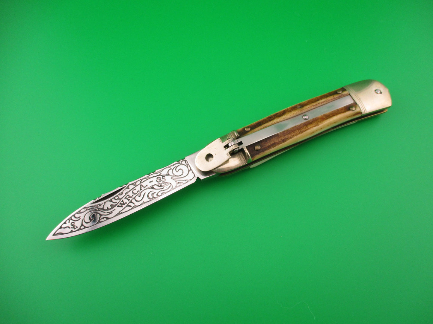 WRCA Hubertus 1985 Club Knife #11 of 65 11cm German Lever Stag automatic knife