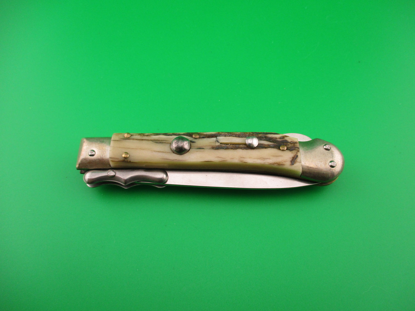 ROSTFREI MEDICI 19cm Italian Stag Swing guard dagger automatic knife