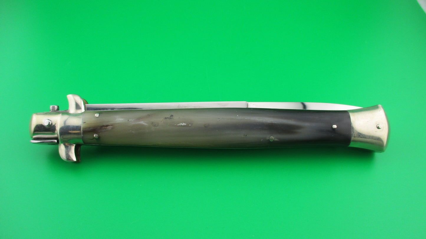 AGA CAMPOLIN 33cm Picklock Stiletto Translucent green & black horn automatic knife