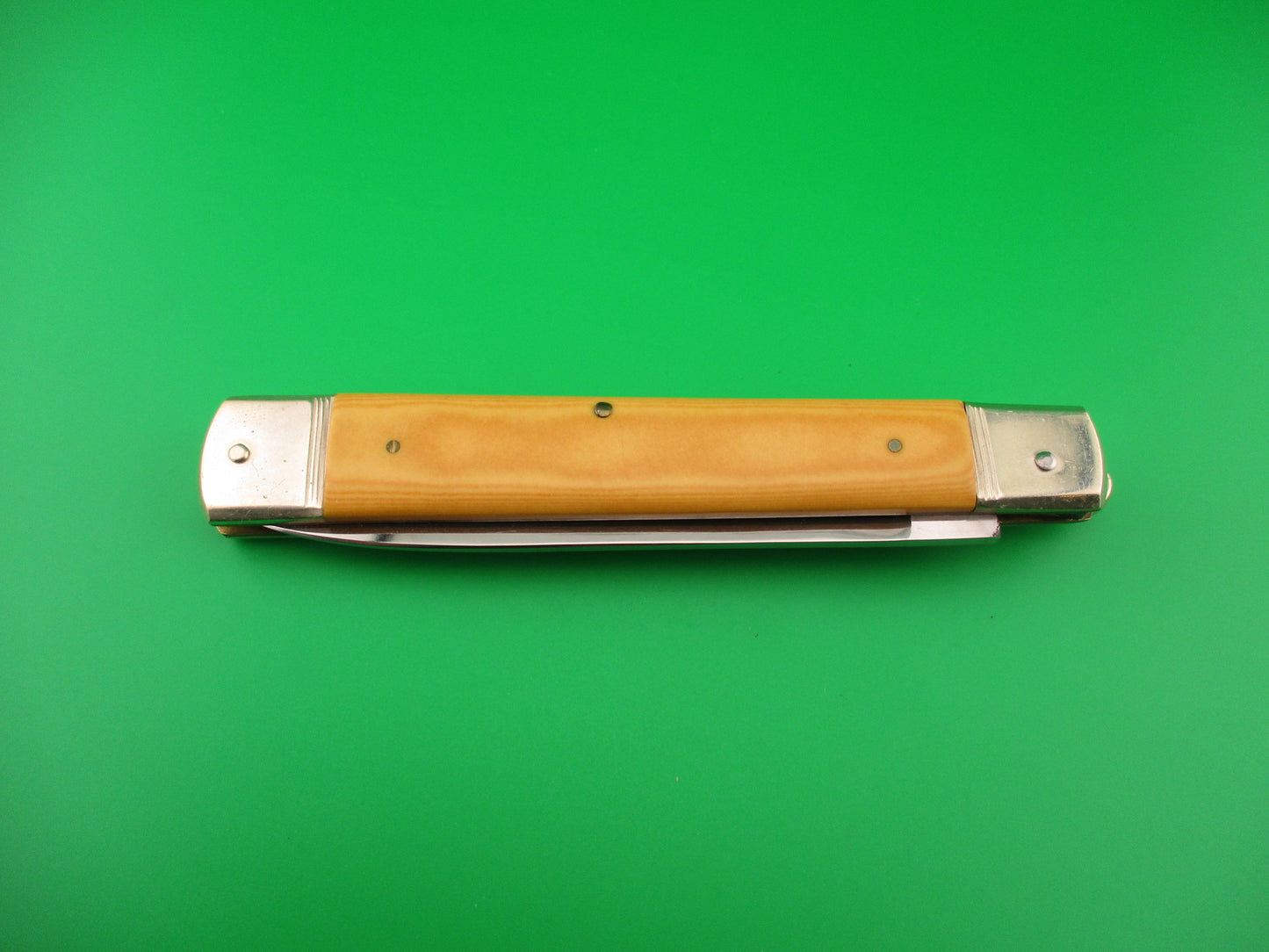 Hubertus Solingen 14cm Large Slimline Lever Yellow Micarta automatic knife