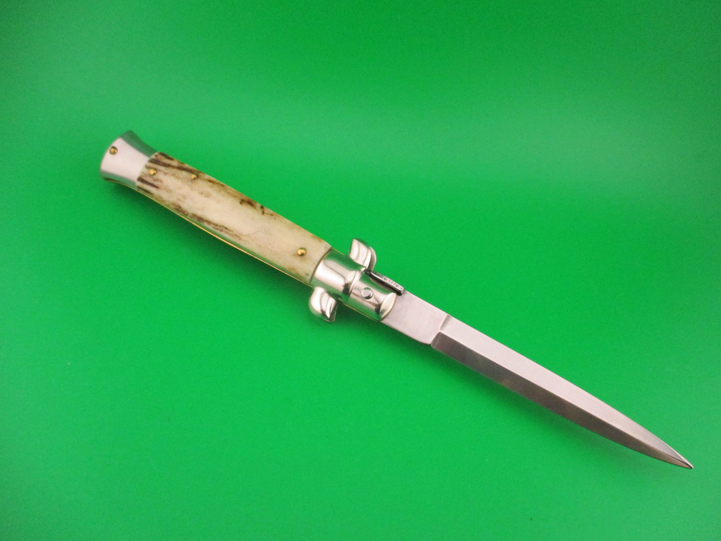 AB Stiletto 23cm Italian Swivel bolster Dagger Stag automatic knife