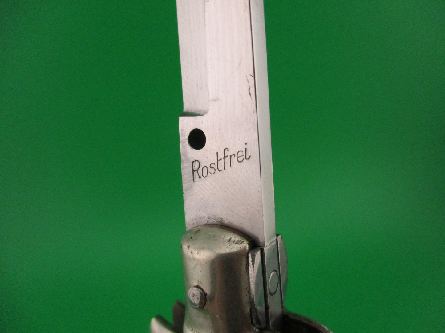 Rostfrei (slant) 23cm Italian Picklock Bayonet blade Pearlex Vintage 1950s automatic knife