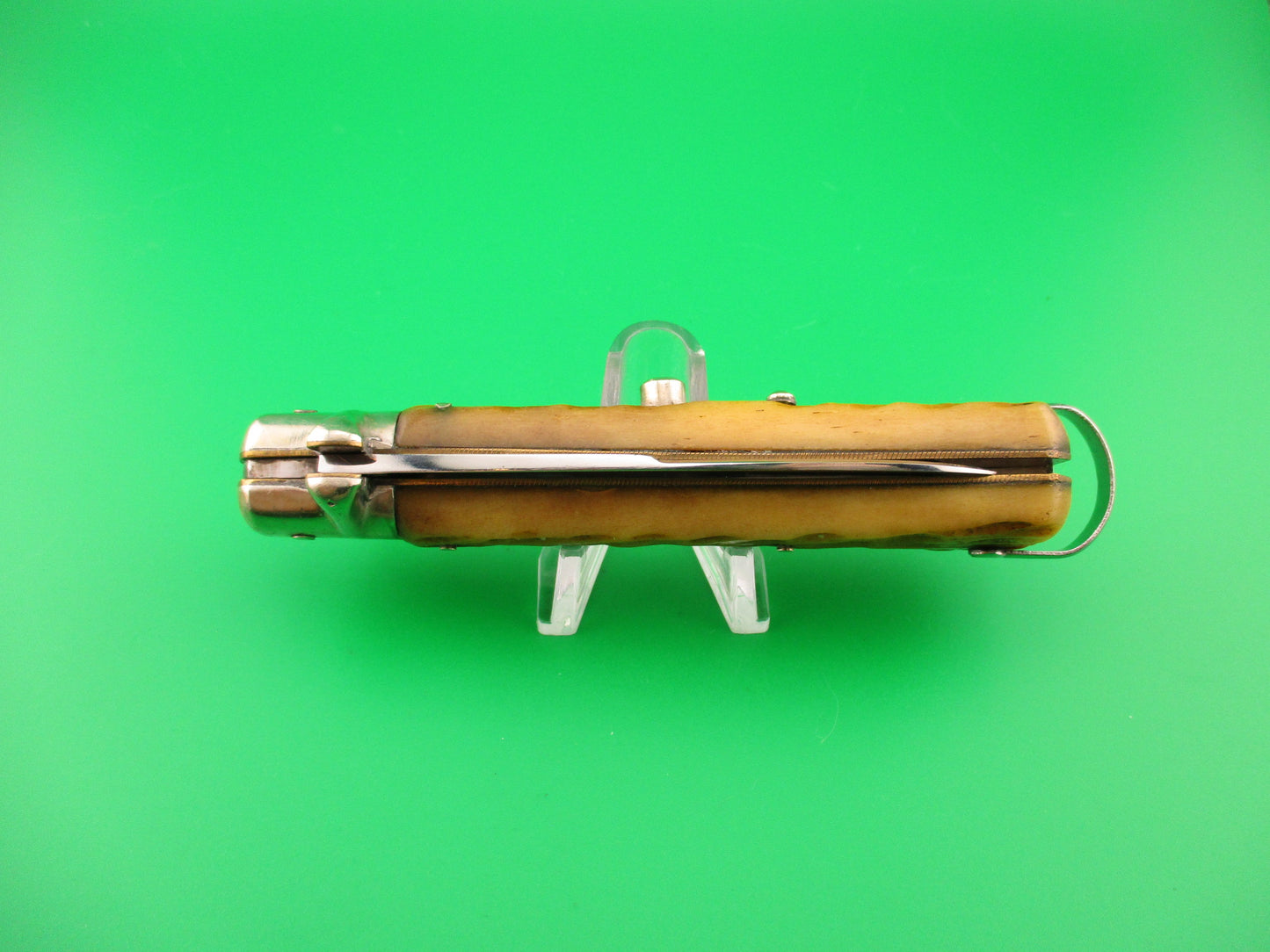 BARGEON INOX 21cm French Jigged bone Crossguard vintage automatic knife