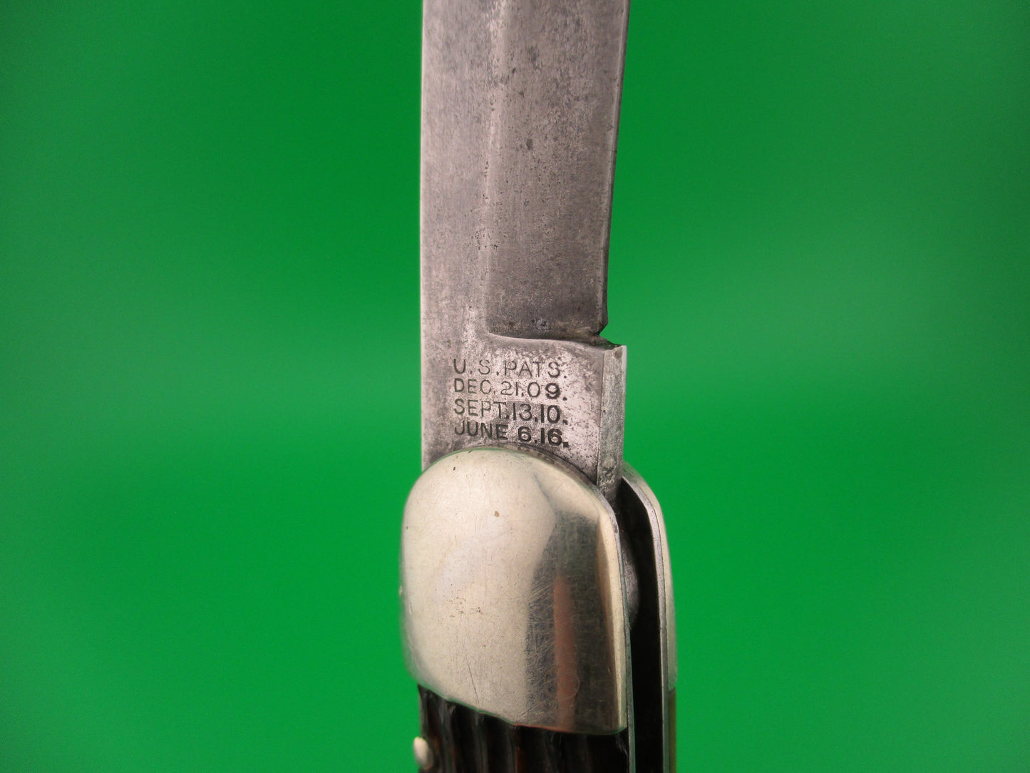 SCHRADE CUT CO 1613 3/4 Hunting Knife Saber Grind bone vintage switchblade