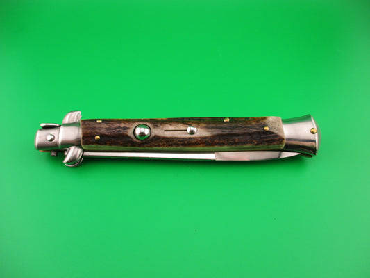 STILETTO ITALY ROSTFREI 27cm Italian Stiletto Stag Swivel bolster automatic knife