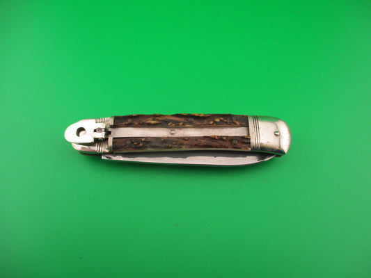 ROSTFREI KISSING CRANE 11cm German Lever Stag vintage automatic knife