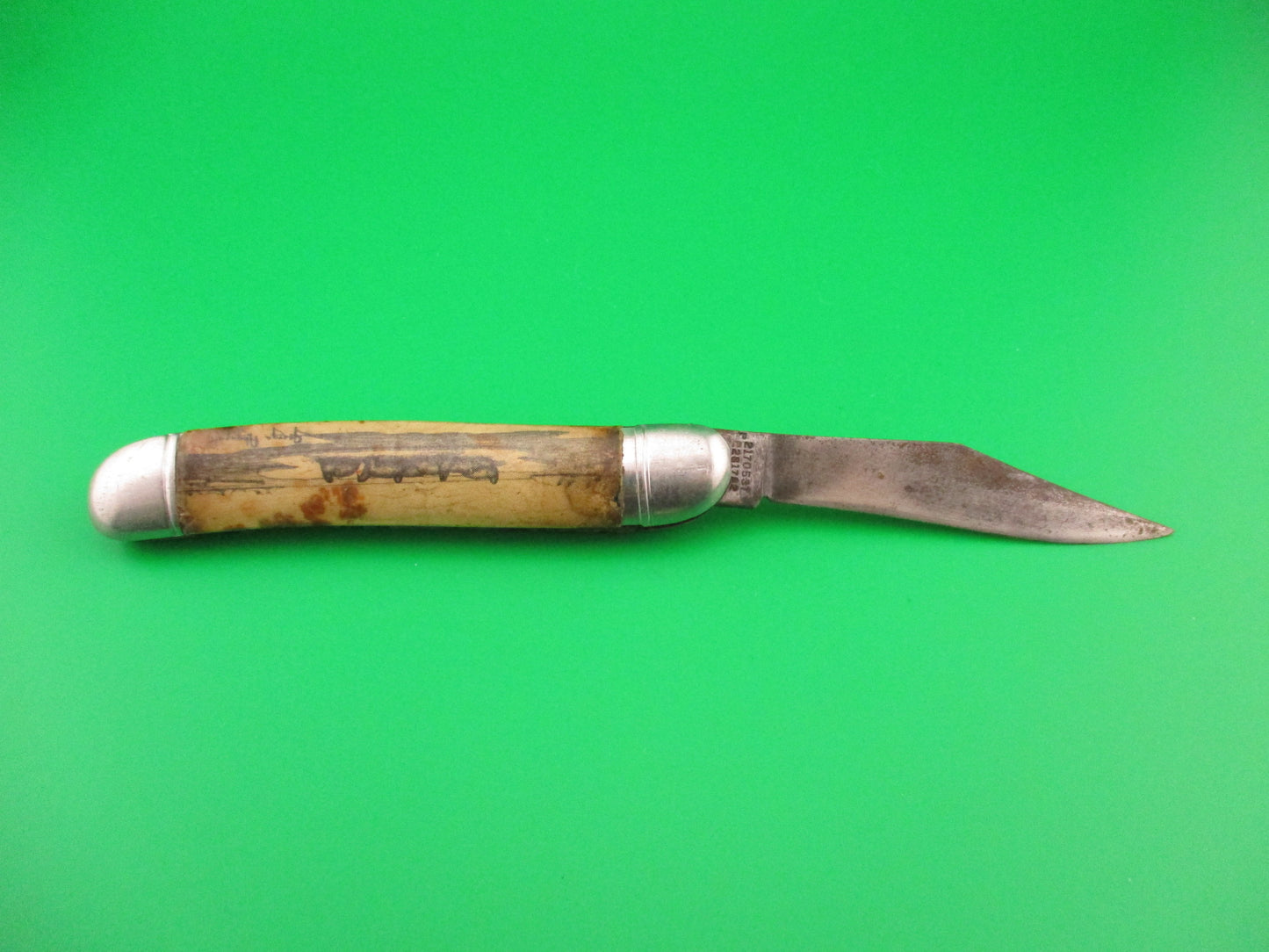 Hammer Brand Utility Jack 1950s Automatic knife with Art by George Ahgupuk