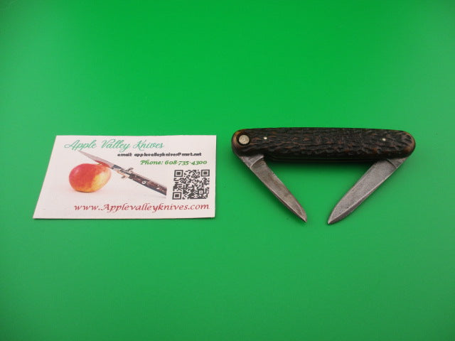 PRESS BUTTON KNIFE CO Mechanic's Jack Large 3 11/16 Bone Double Antique automatic