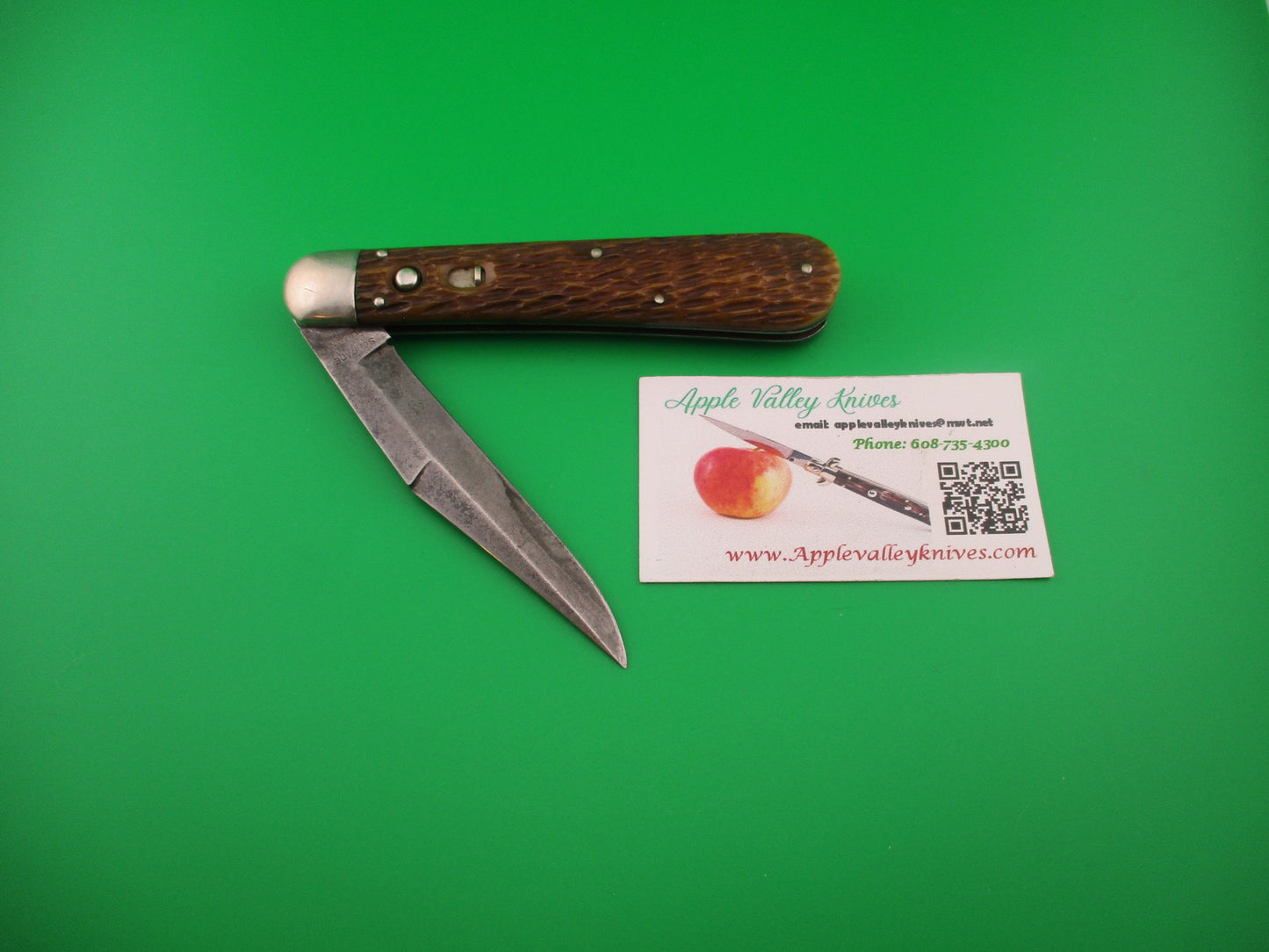 SCHRADE CUT CO 1613 3/4 Hunting Knife Saber Grind bone vintage switchblade