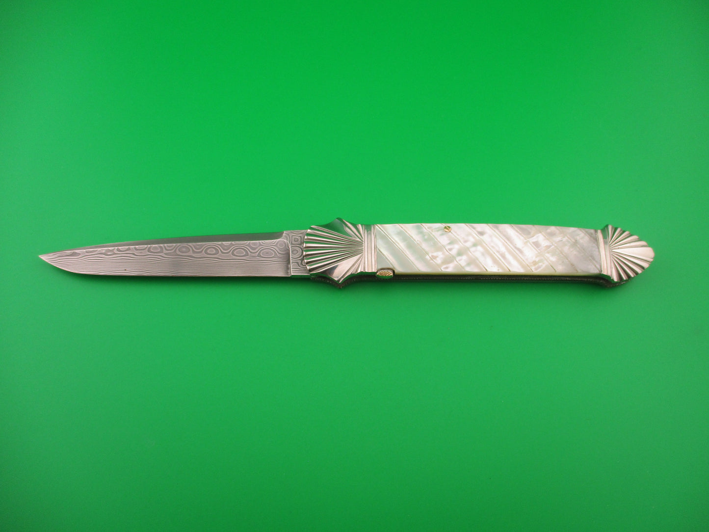 KAS Ken Steigerwalt Custom MOP & Damascus Sea Shell bolster automatic knife