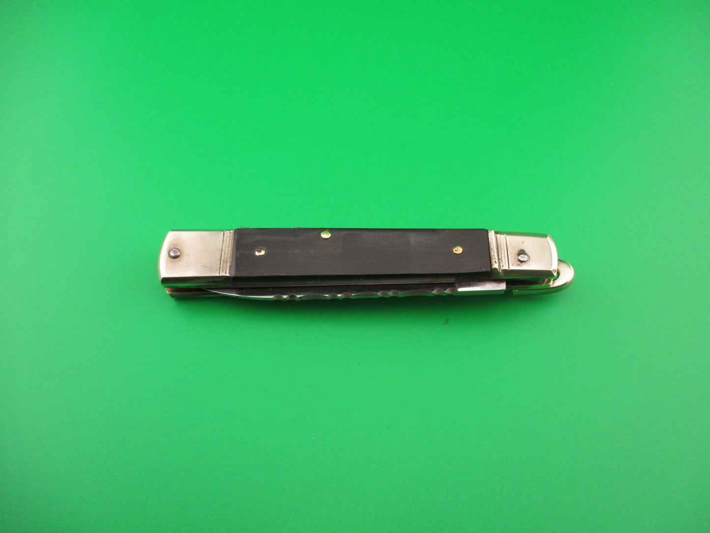 HUBERTUS SOLINGEN ROSTFREI 11cm West Germany Slimline Lever Horn automatic knife