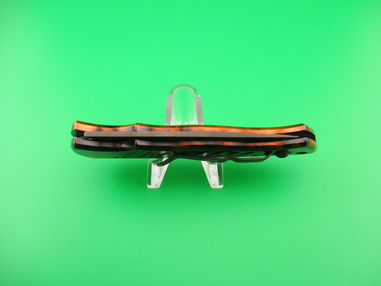 PIRANHA Pocket Copper (red) Marble black partially serrated blade automatic knife