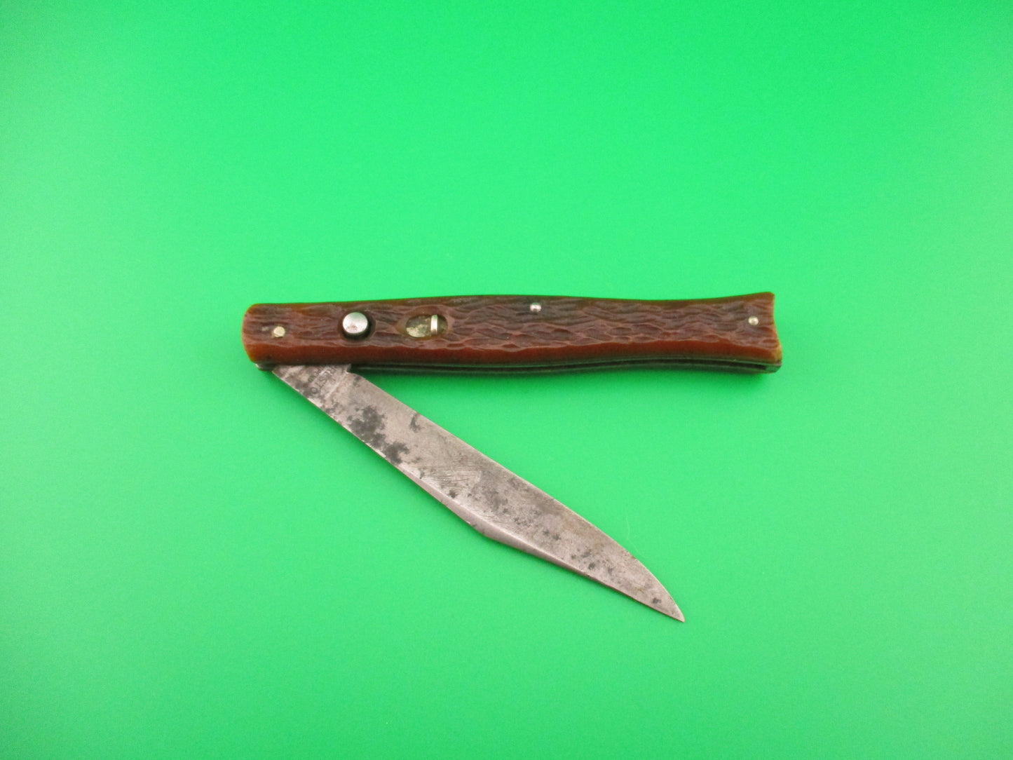 PRESTO PAT PEND-G #6000S Fishtail Jigged Bone scales Vintage switchblade knife