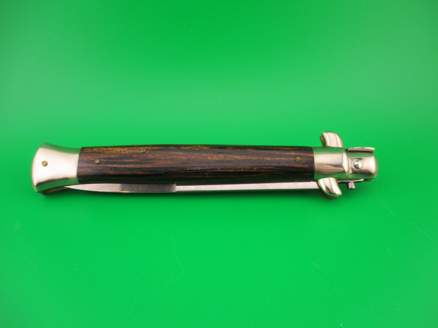 FRANK B 2002 28cm Italian Picklock Bayonet horn automatic knife in Wood box