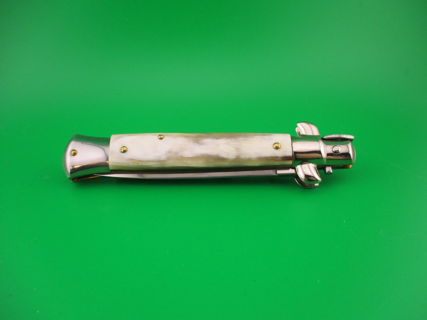 AB STILETTO ITALY 23cm Italian Dagger Blade Honey & Cream swivel bolster switchblade knife