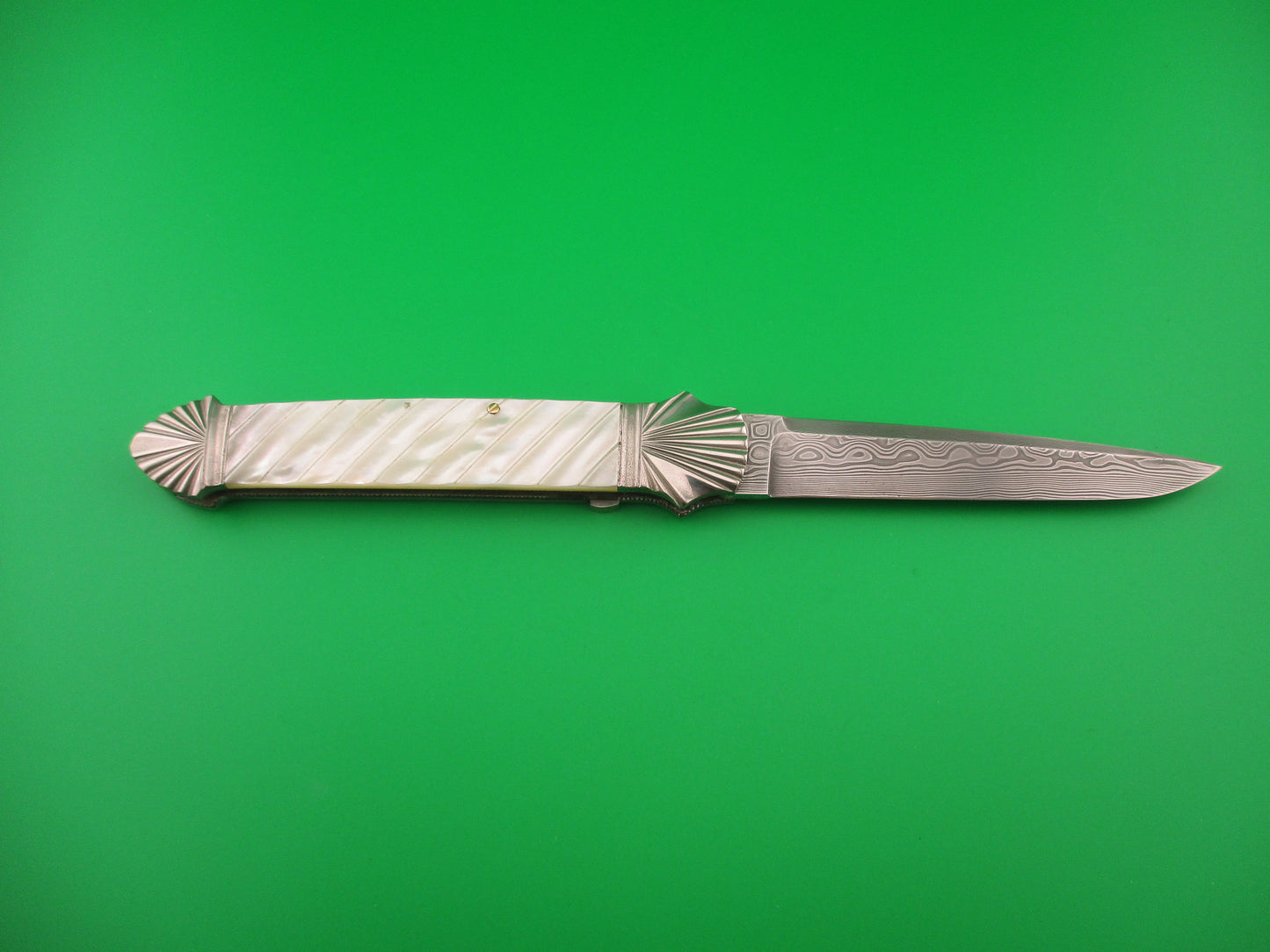 KAS Ken Steigerwalt Custom MOP & Damascus Sea Shell bolster automatic knife