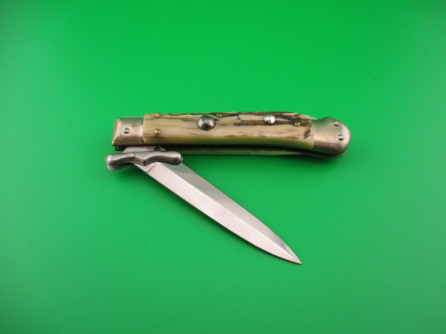 ROSTFREI MEDICI 19cm Italian Stag Swing guard dagger automatic knife