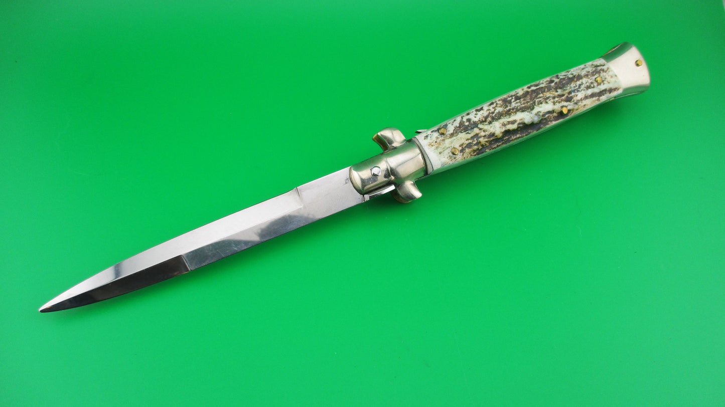 z RENZO PASCOTTO 25cm Italian Maniago Picklock Moose stag automatic knife