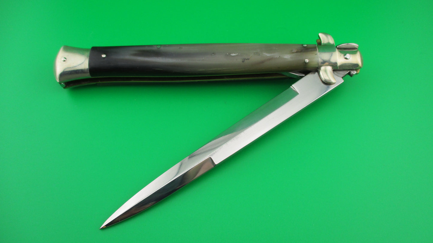 AGA CAMPOLIN 33cm Picklock Stiletto Translucent green & black horn automatic knife