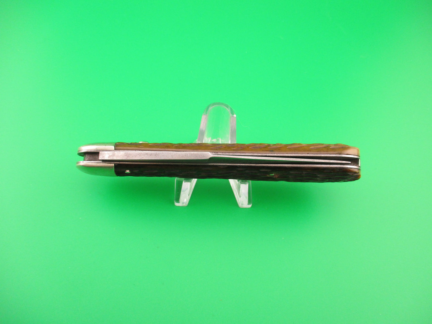 SCHRADE CUT CO 1613 3/4 Hunting Knife Saber Grind bone vintage switchblade