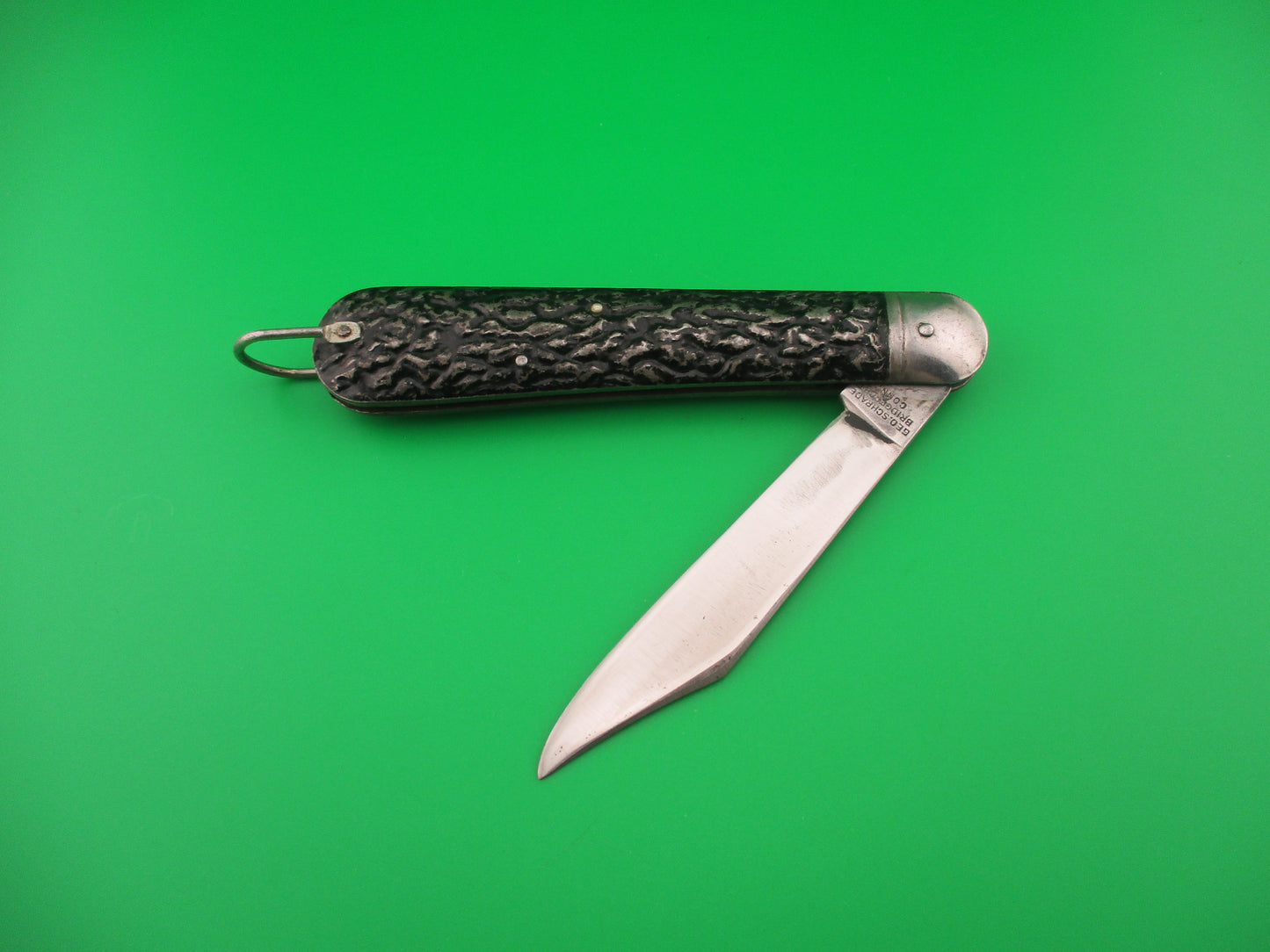 Presto MADE IN USA Vintage Paratrooper style Hunter Metal switchblade w lanyard ring