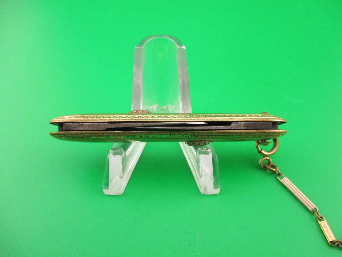 Flylock Small Gold Double automatic knife w/ Gold Elgin Pocket Watch & Chain Vintage 1930s