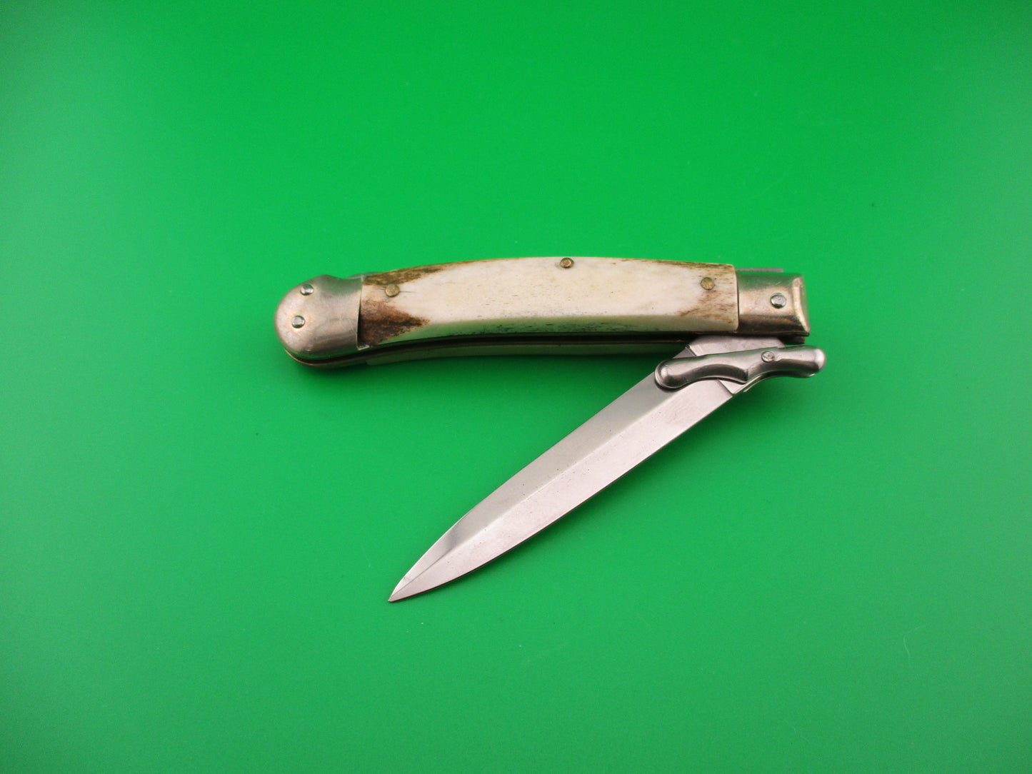 ROSTFREI MEDICI 19cm Italian Stag Swing guard dagger automatic knife