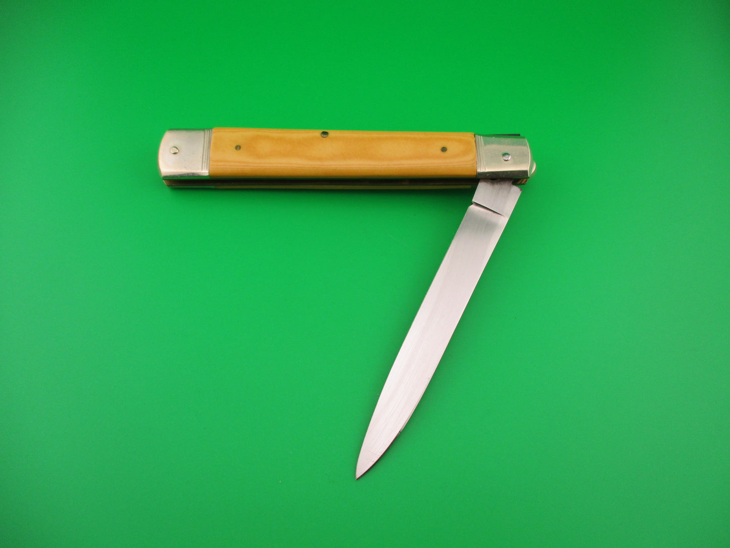 Hubertus Solingen 14cm Large Slimline Lever Yellow Micarta automatic knife