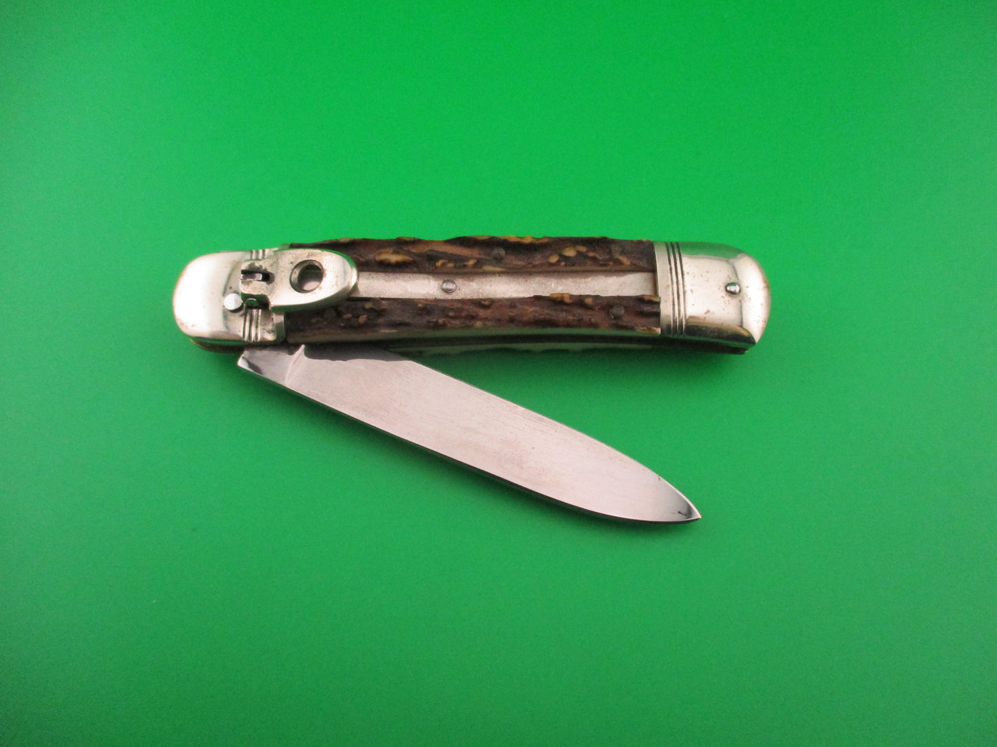 ROSTFREI KISSING CRANE 11cm German Lever Stag vintage automatic knife