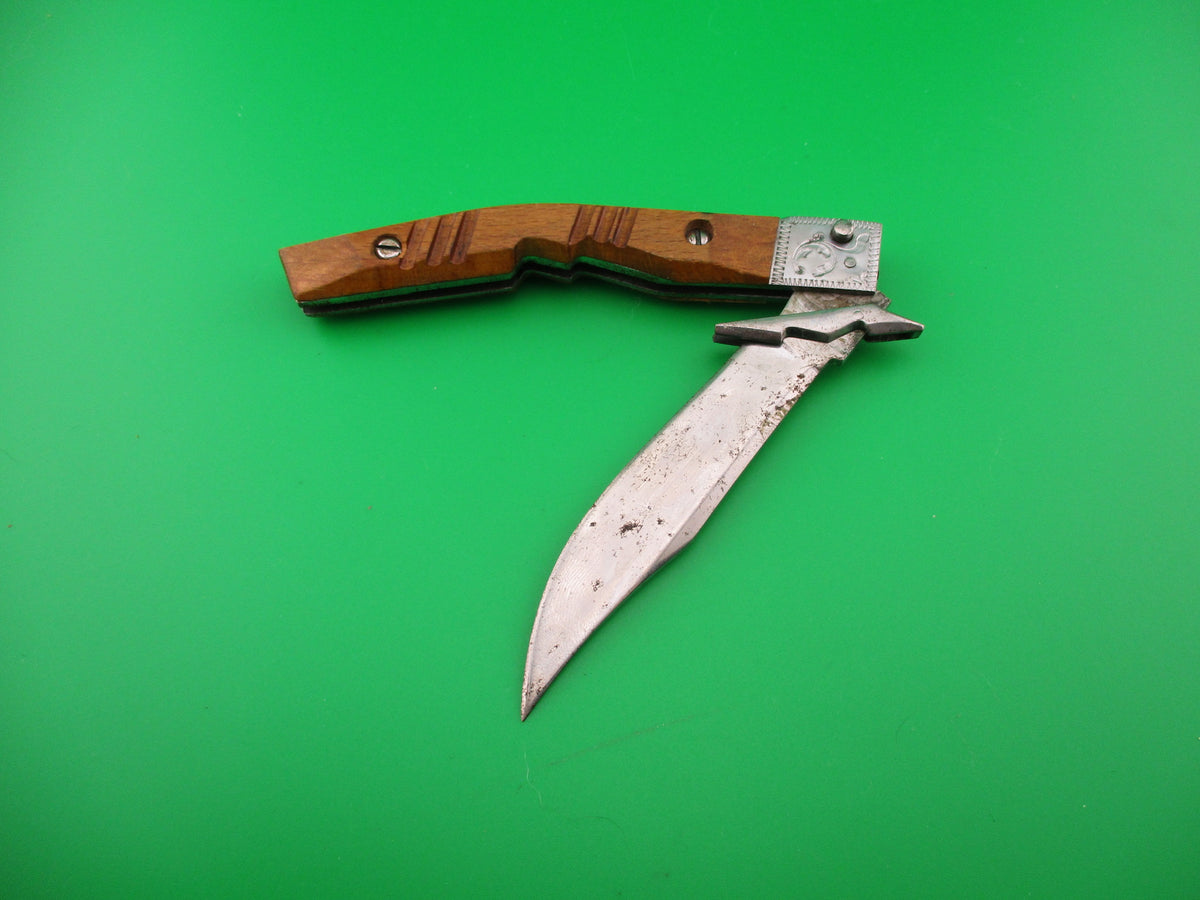 RPK 22cm Russian Prison Knife Swing guard Wood handles vintage automatic knife