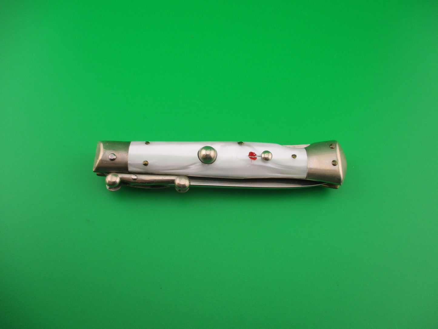 MADE IN ITALY INOX 18cm Italian Swing Guard Pearlex Red Dot vintage automatic knife