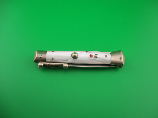 MADE IN ITALY INOX 18cm Italian Swing Guard Pearlex Red Dot vintage automatic knife