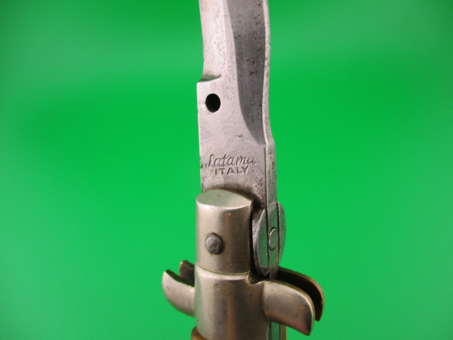 Latama ITALY 23cm Italian Picklock KRIS Yellow horn 1950s vintage automatic knife